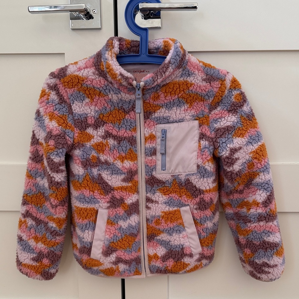 Cat & Jack Pink and Orange Patterned Puffer Jacket